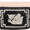 Guadalajara Western Wear Men White Diamond Piteado Regular Leather Belt - Negro