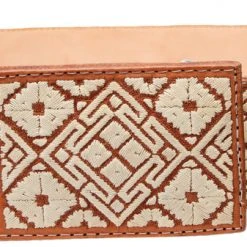 Guadalajara Western Wear White Diamond Piteado Fino Leather Belt - Natural