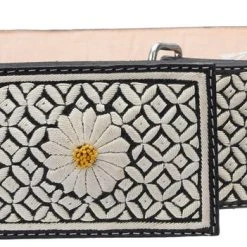 Guadalajara Western Wear Men White Diamond Piteado Fino Leather Belt - Negro