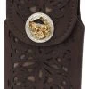 Guadalajara Western Wear White Diamond Navajeada Leather Cell Phone Case - Cafe