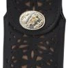 Guadalajara Western Wear Accessories White Diamond Navajeada Leather Cell Phone Case - Negro