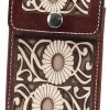 Guadalajara Western Wear White Diamond Lazer Tooled Leather Cell Phone Case - Shedron Accessories