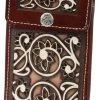 Guadalajara Western Wear White Diamond Lazer Tooled Leather Cell Phone Case - Shedron Accessories