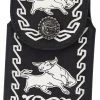 Guadalajara Western Wear White Diamond Vaquera Leather Cell Phone Case - Negra