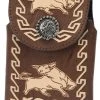 Guadalajara Western Wear White Diamond Vaquera Leather Cell Phone Case - Cafe Accessories