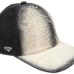 Guadalajara Western Wear White Diamond Python Print Exotic Cap - Natural / Negro