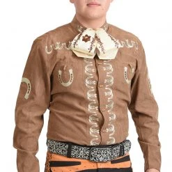 Guadalajara Western Wear Camisa Charra Tradicional - Cafe Men